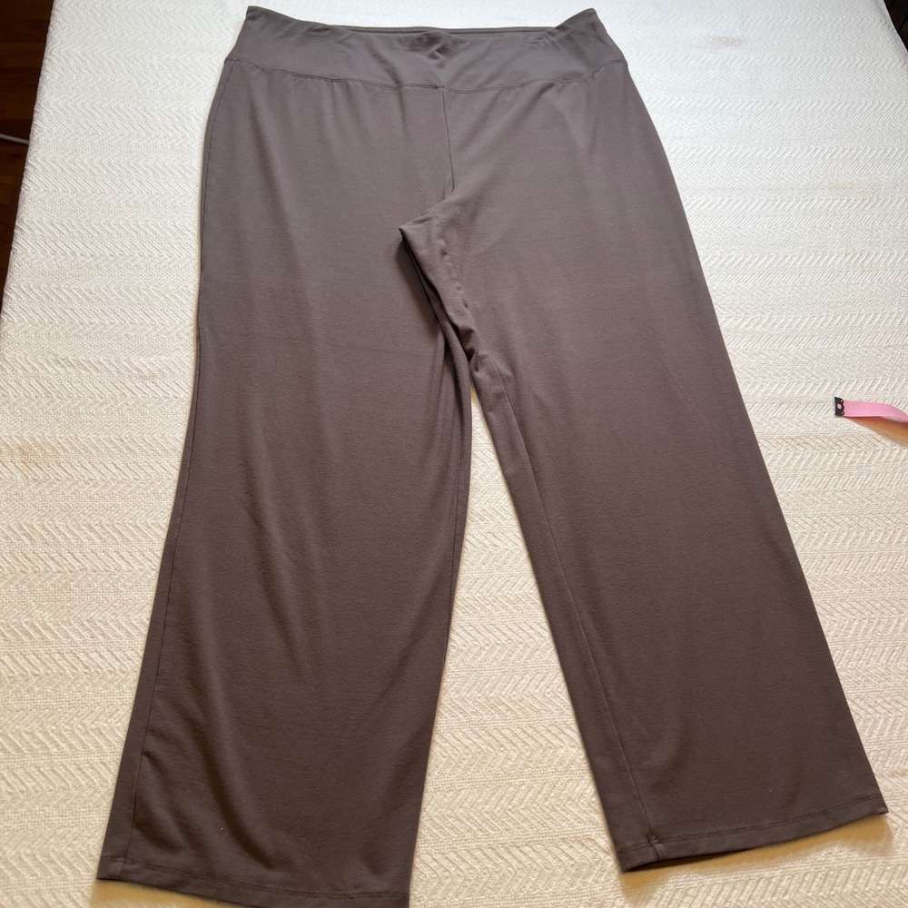 Kim Rogers Womens Brown Wide Leg Jersey Knit Pull On Pants Size Medium